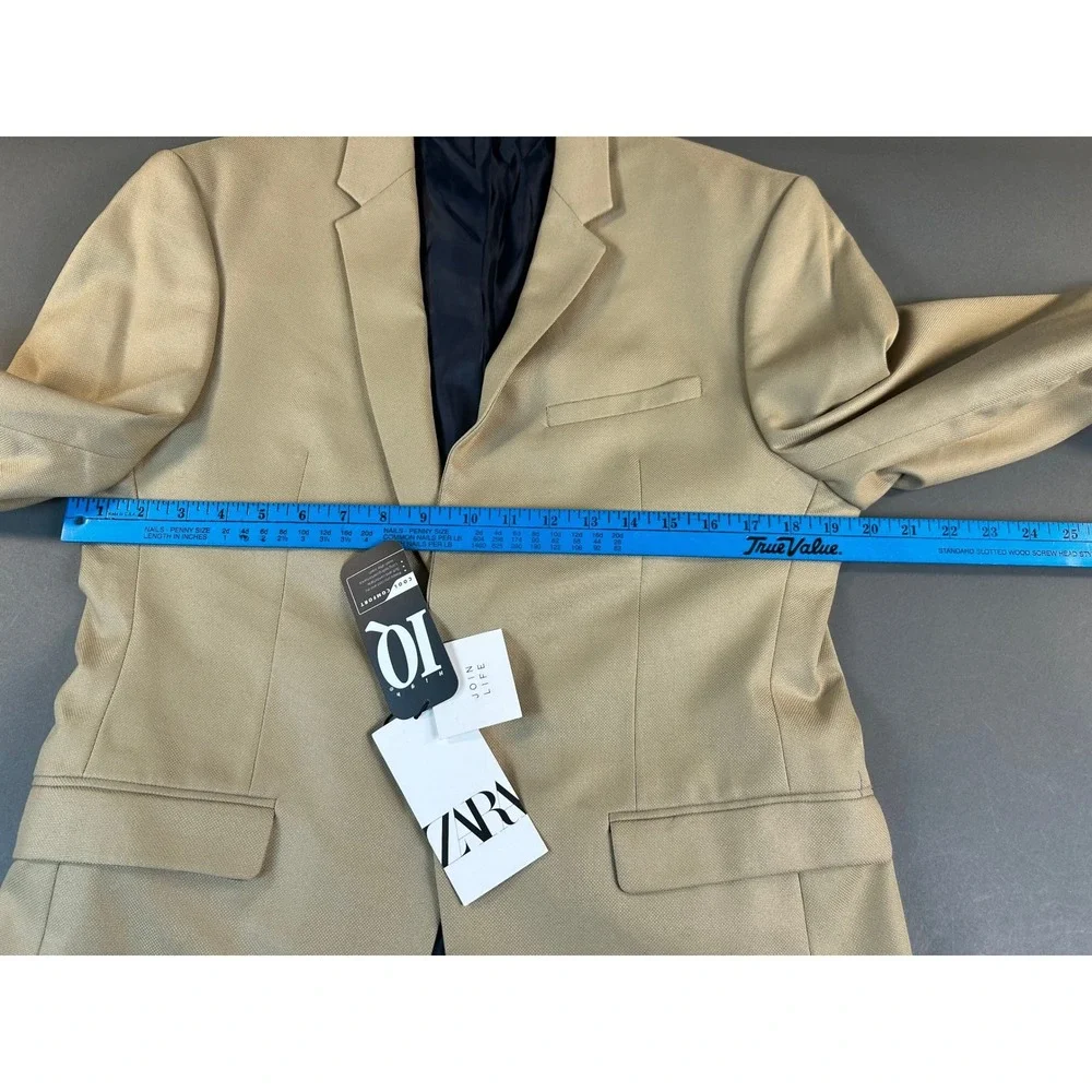 Zara Man Tan Cool Comfort Blazer Jacket Two Button Tailored Fit Size 40 NEW